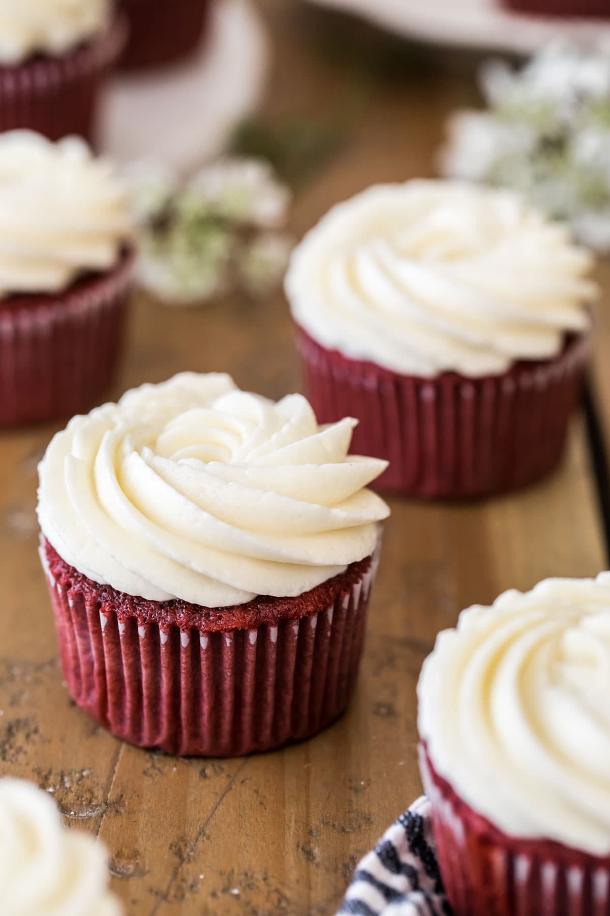 red velvet cupcake with ermine icing