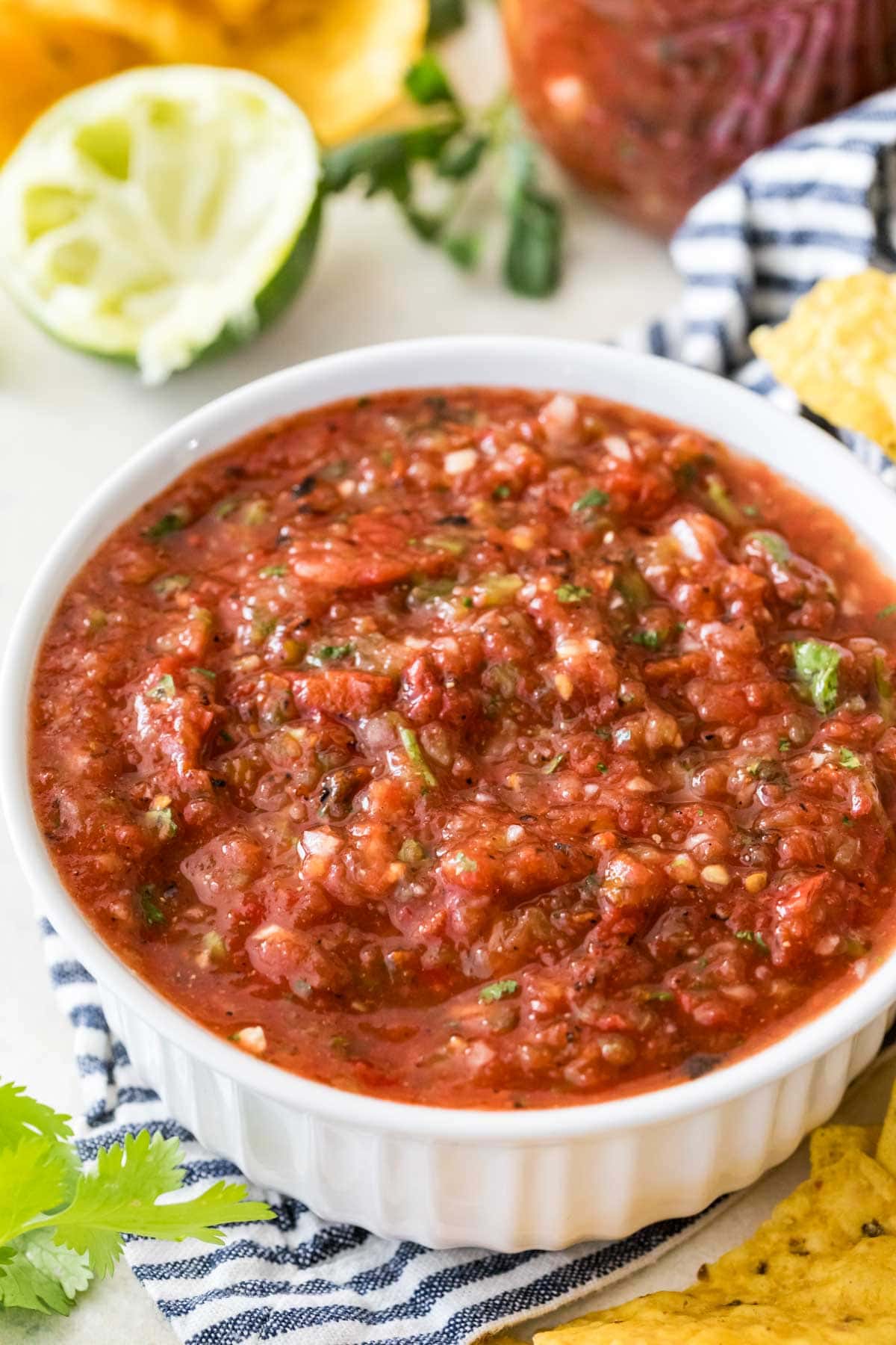 Dish filled with my homemade salsa recipe