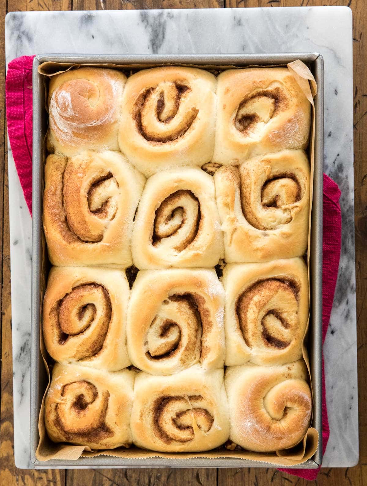 overhead of baked sticky buns