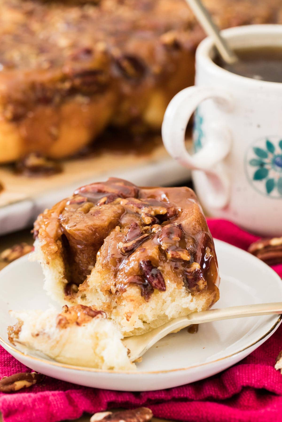 sticky bun on white plate