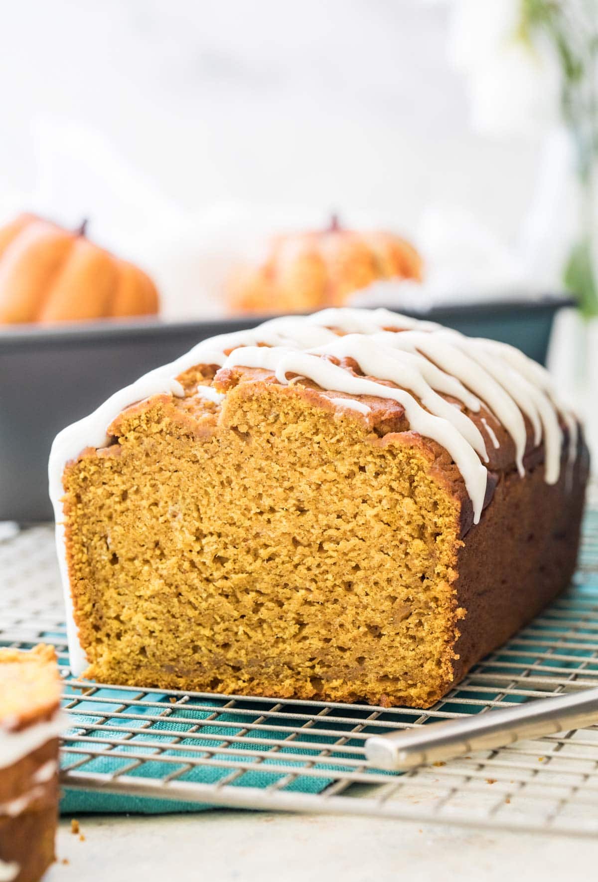 pumpkin bread on cooling rack