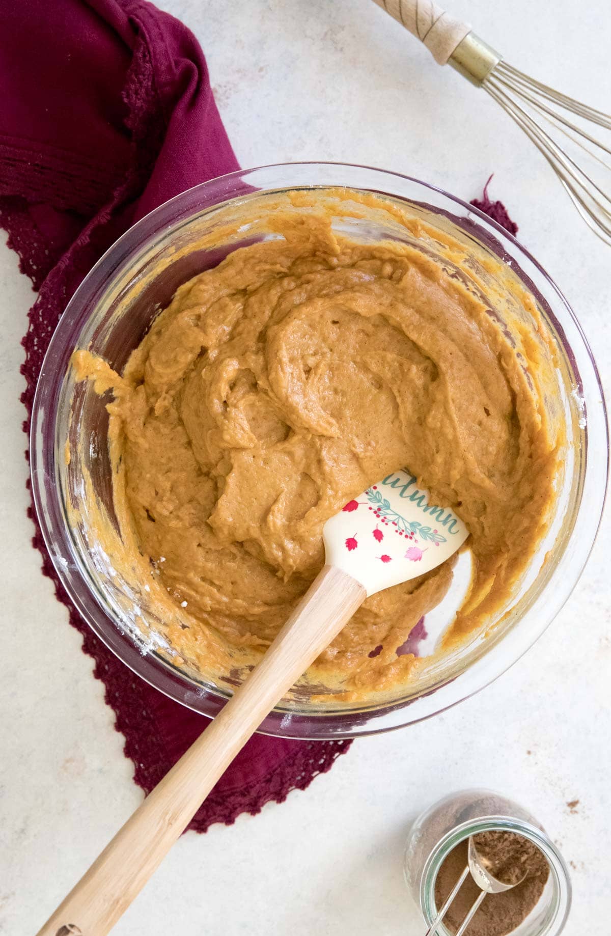 pumpkin bread batter in bowl