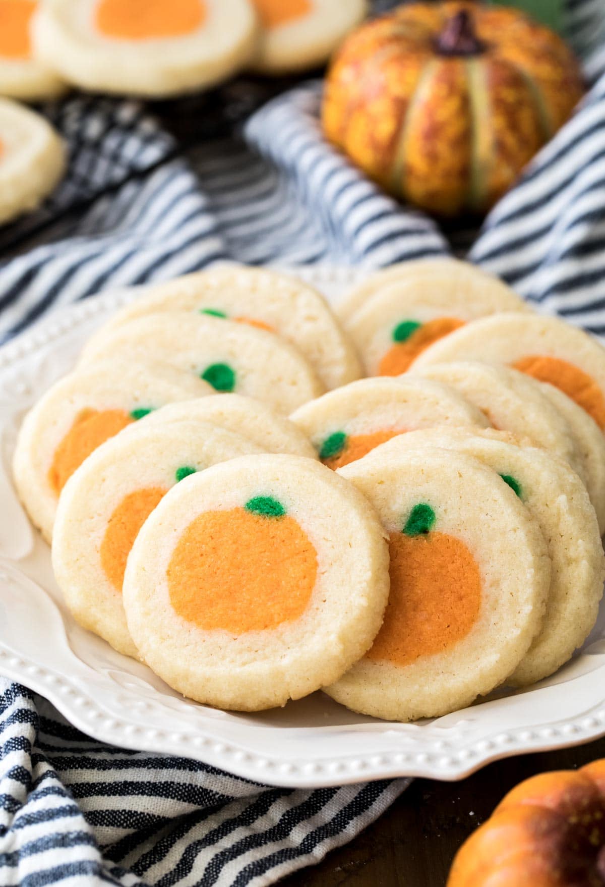 pumpkin surprise cookies on white plate