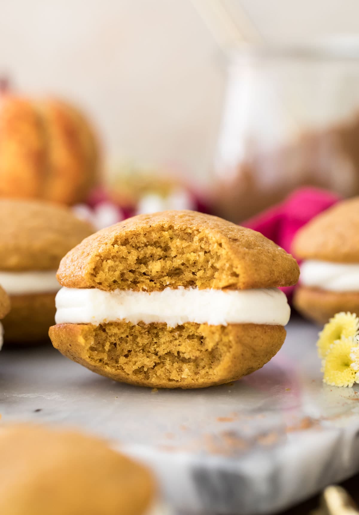 Pumpkin Whoopie Pies With Cream Cheese Filling - Taste And See