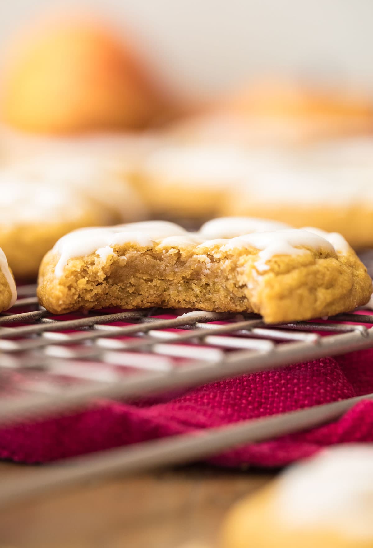 cookie with a bite out of it on cooling rack