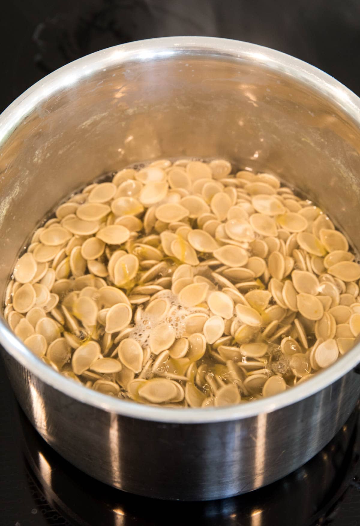 boiling pumpkin seeds