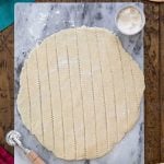 cutting pie dough into strips