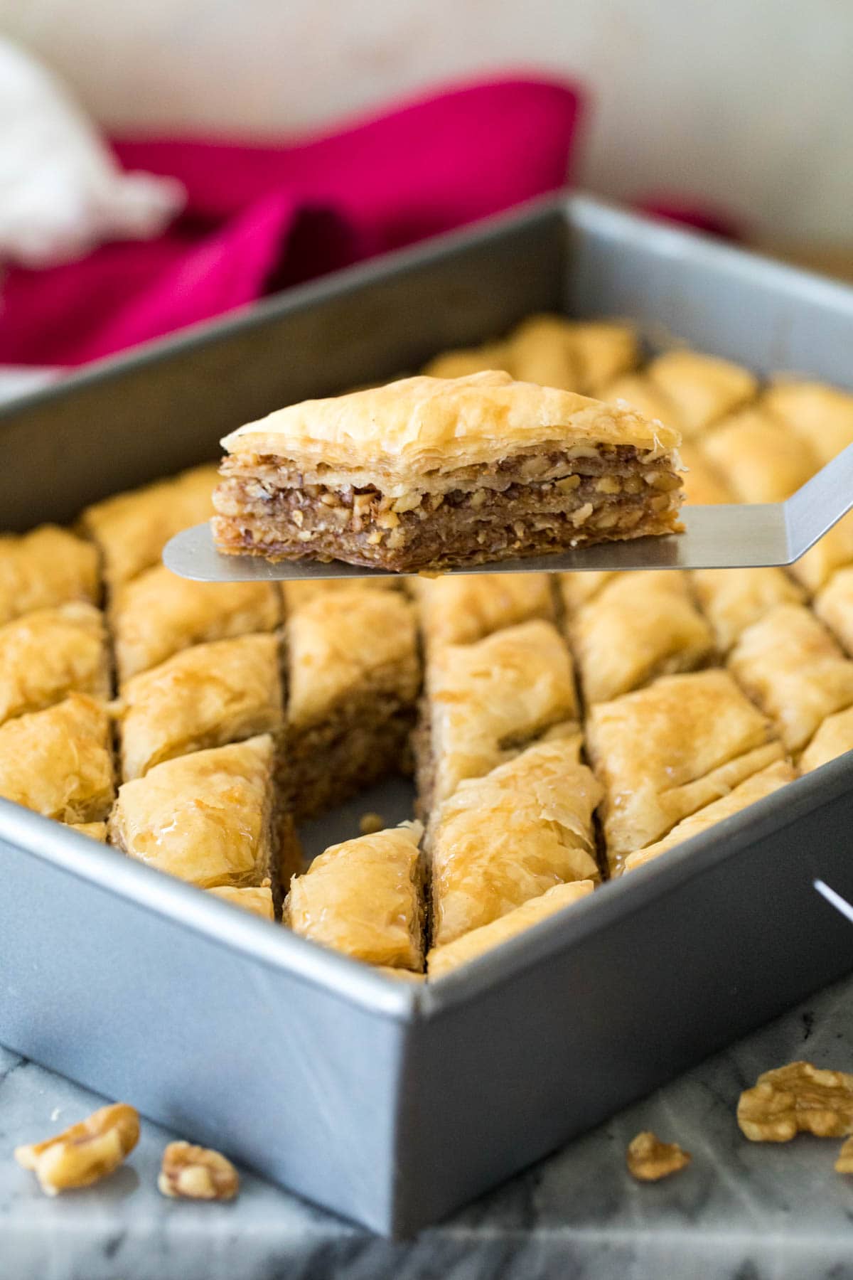 freshly cut baklava