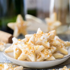 star cookies on a white plate