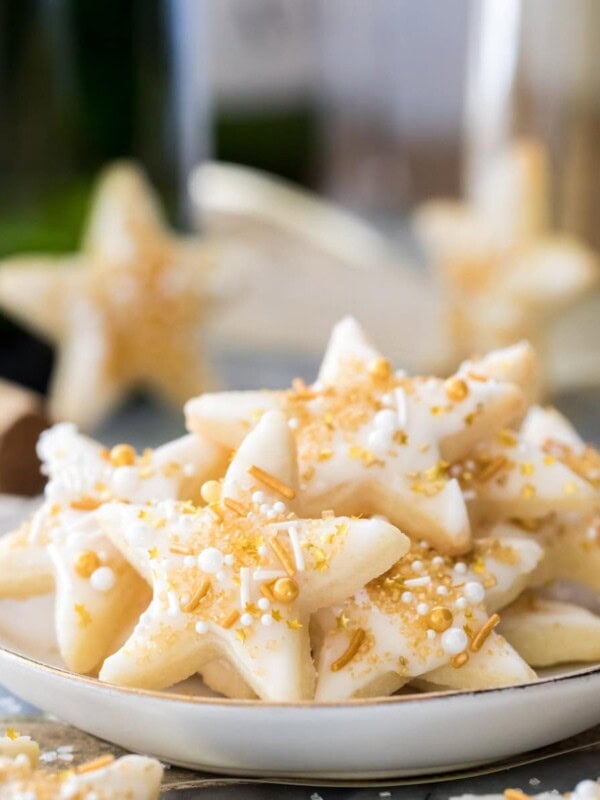 star cookies on a white plate