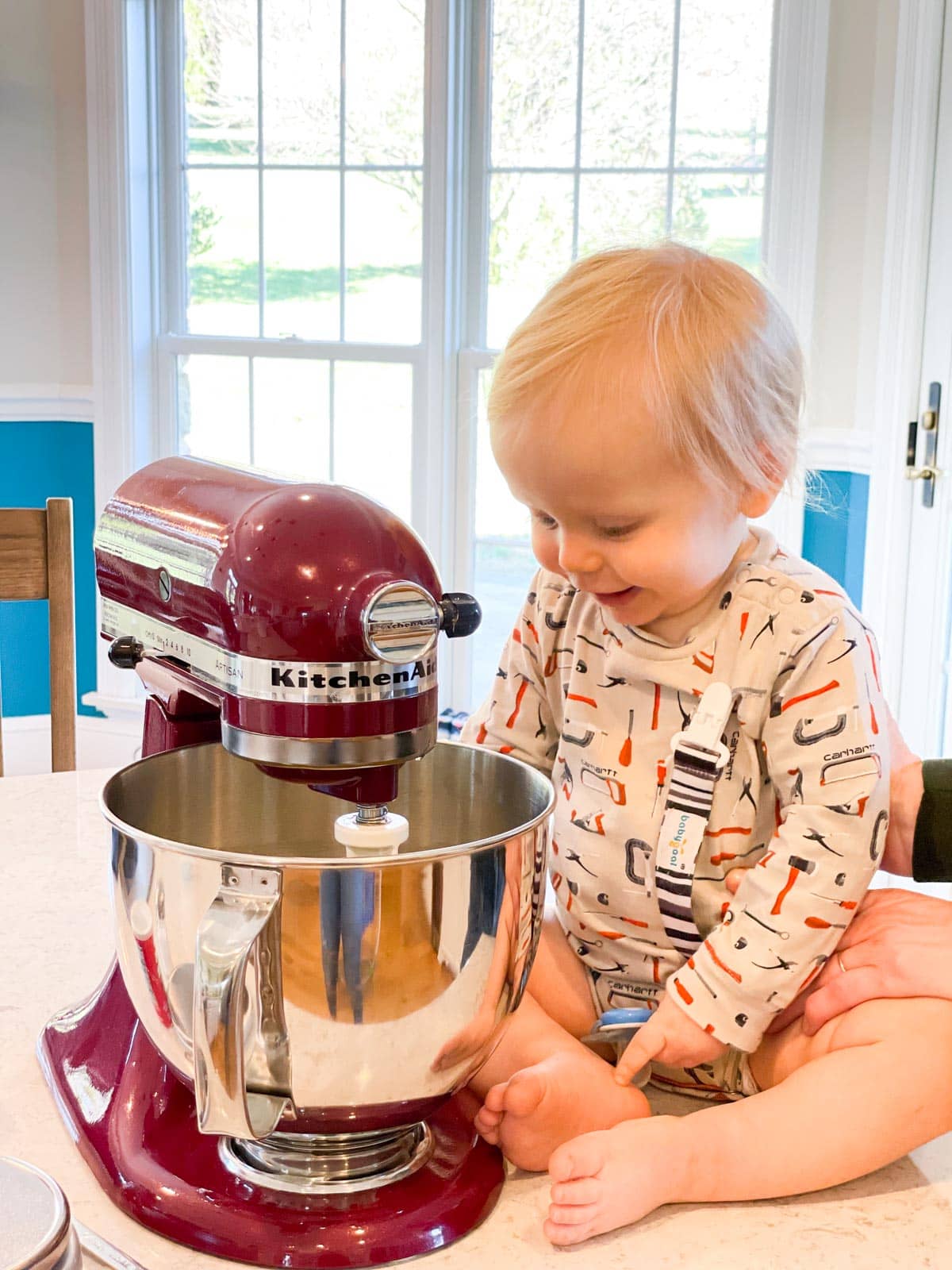 baby boy looking in mixer