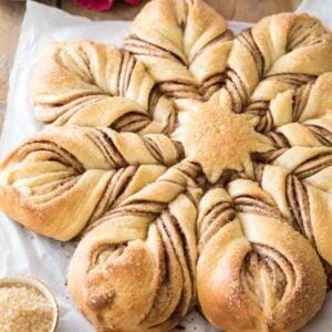 Star bread on parchment paper