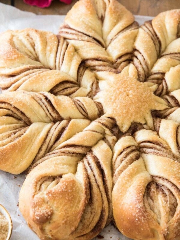 Star bread on parchment paper