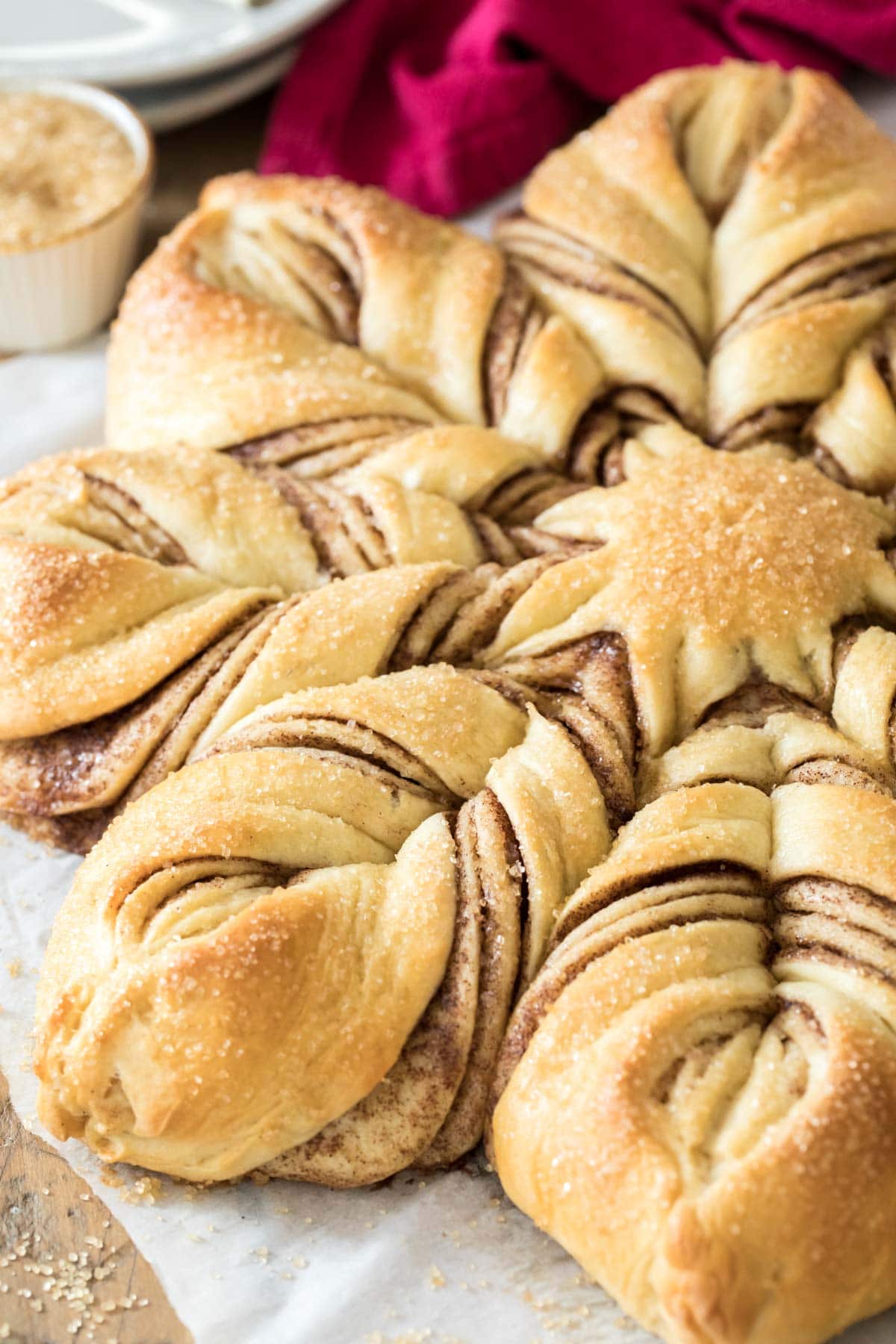 Star bread on parchment paper