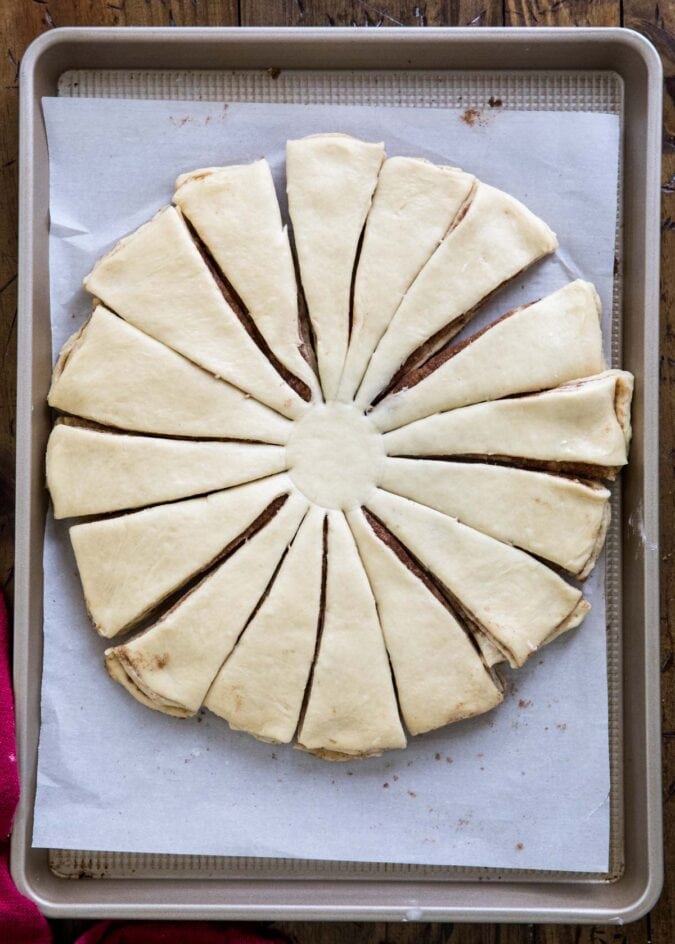 round dough cut into 16 strands