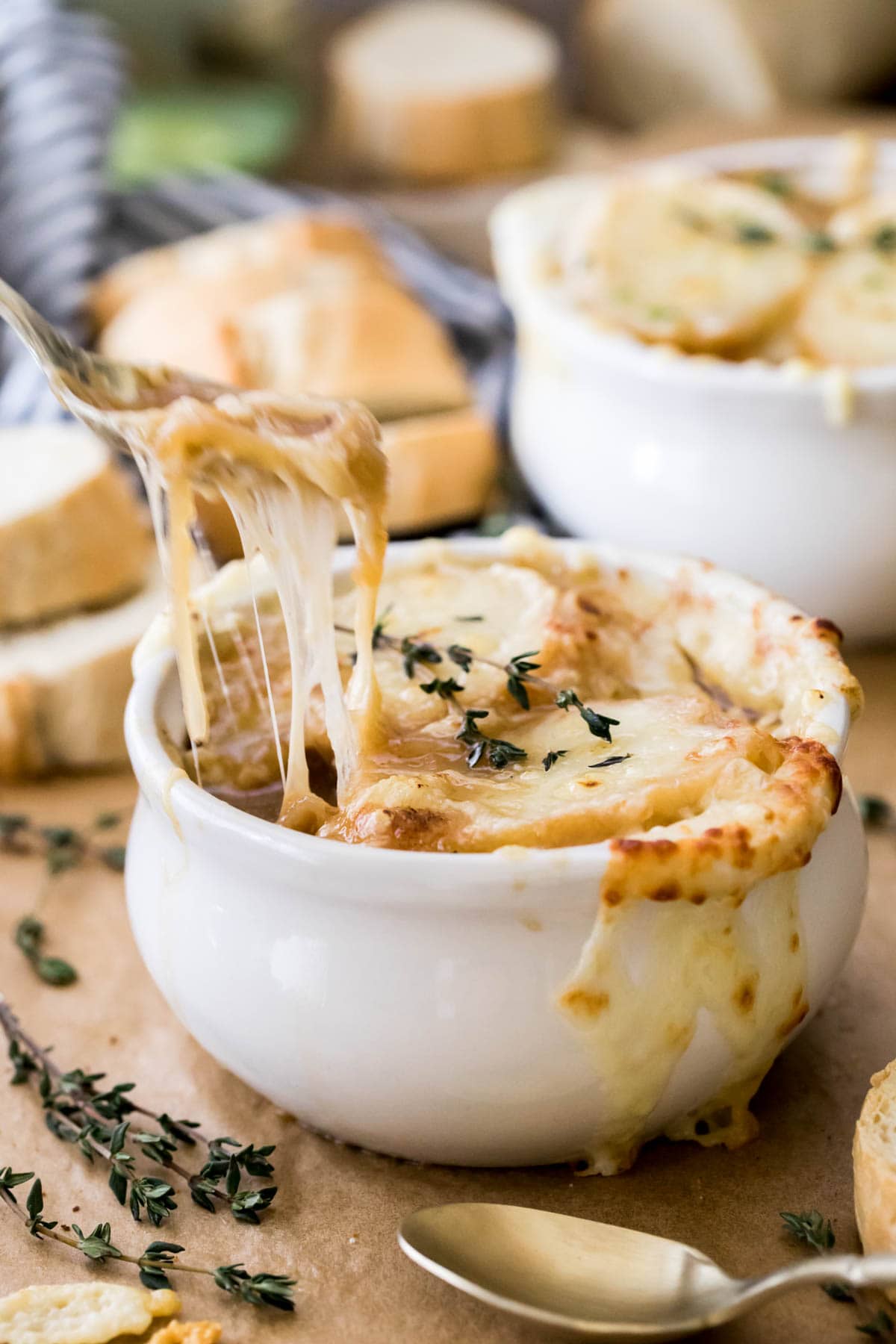 spoonful of cheesy french onion soup
