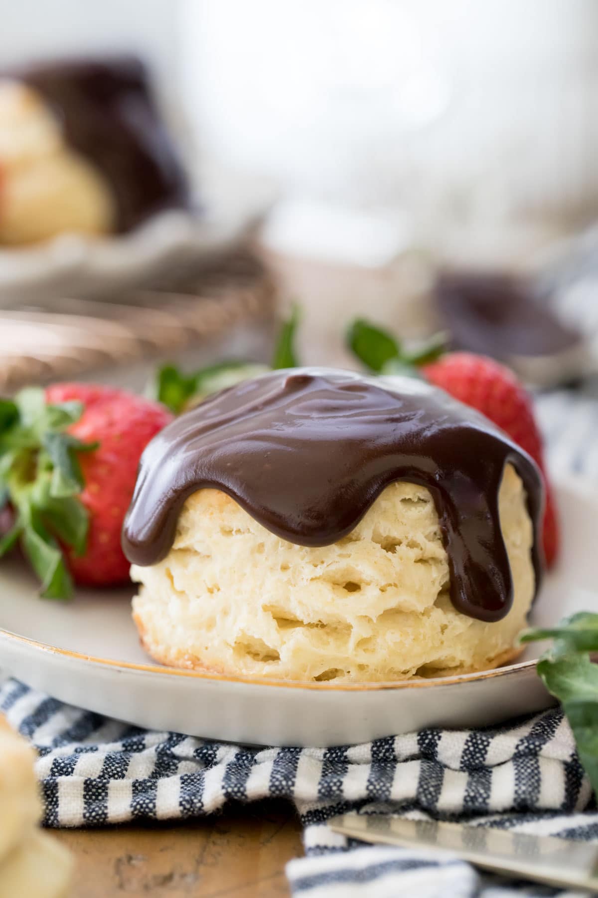 chocolate gravy dripping off of biscuit