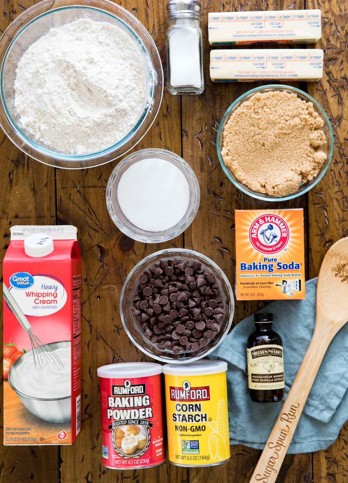 ingredients for eggless chocolate chip cookies