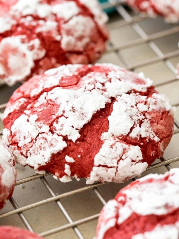 red velvet cookies on cooling rack