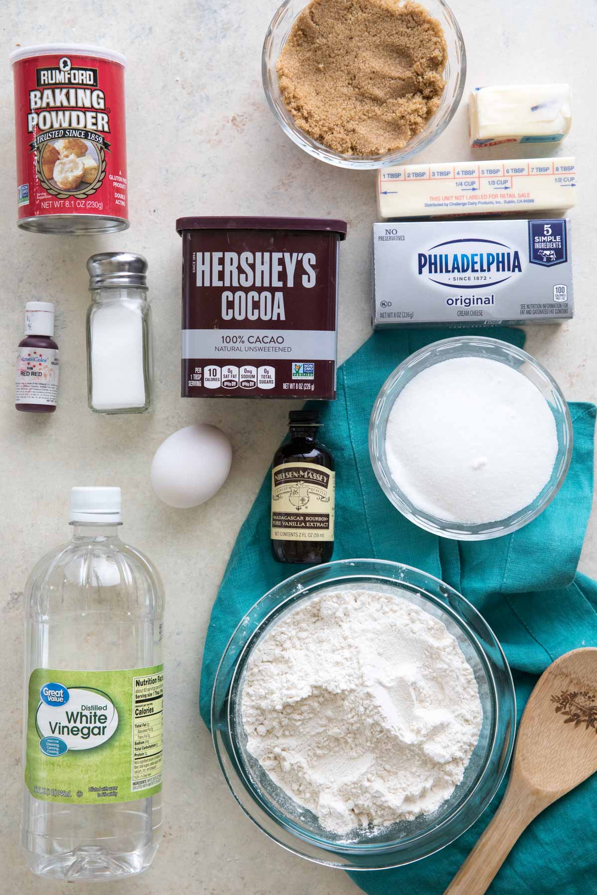 ingredients for red velvet cookies