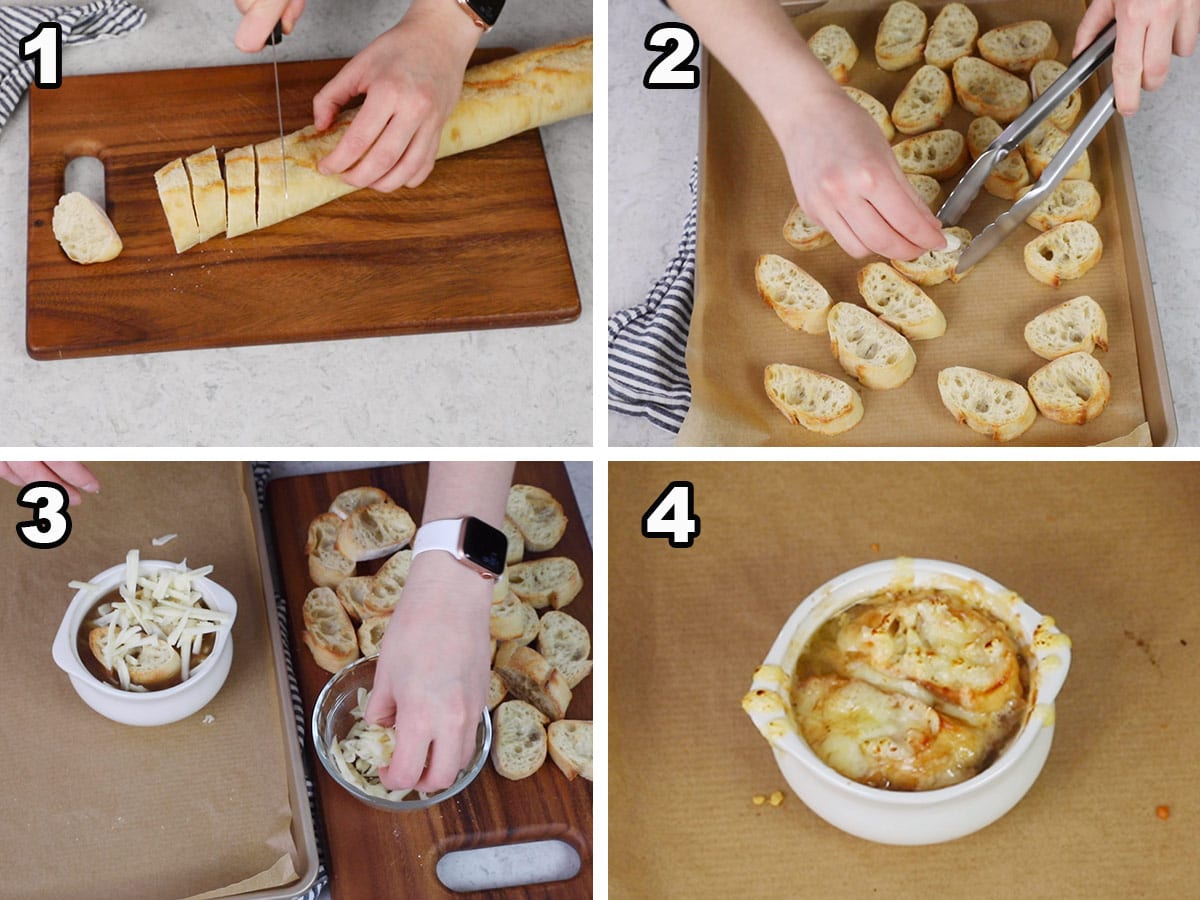 assembling french onion soup