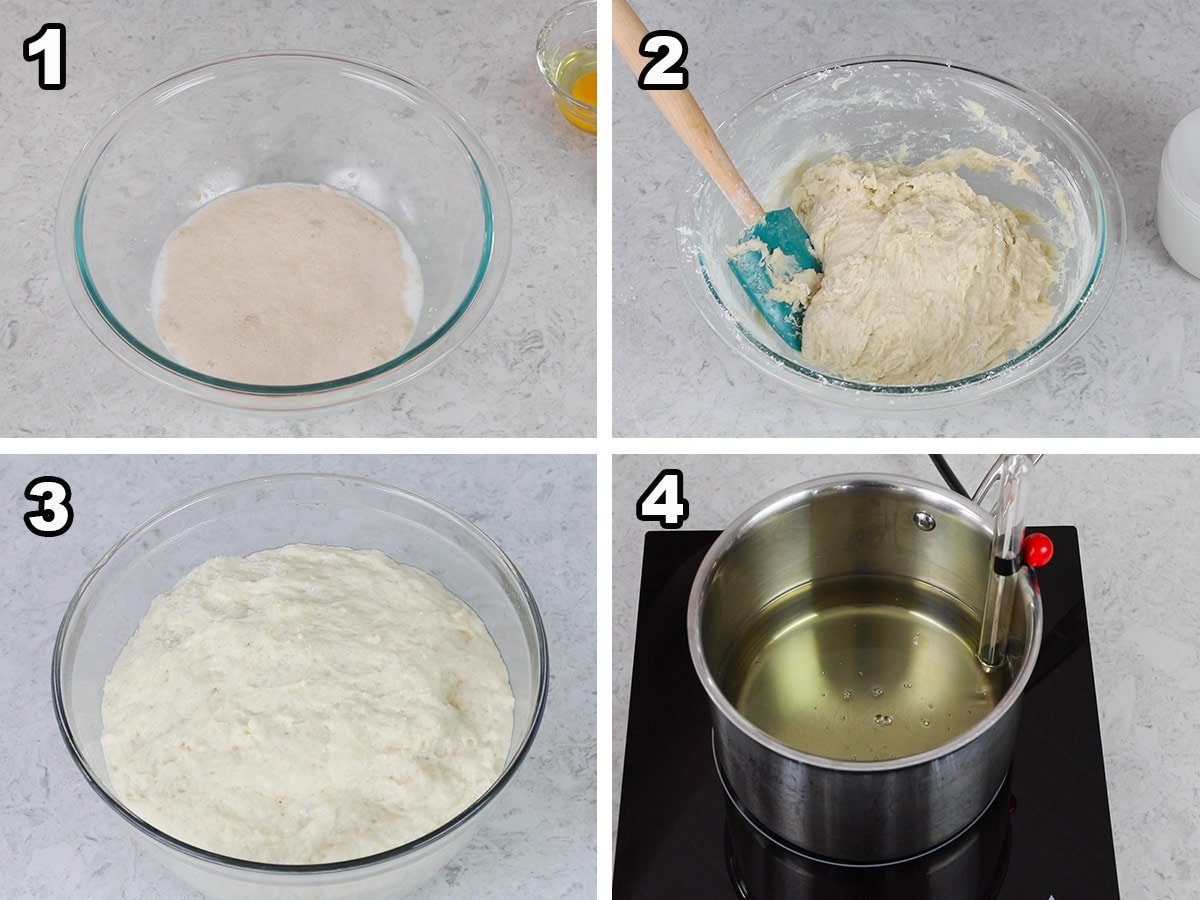 collage showing how to make beignet dough
