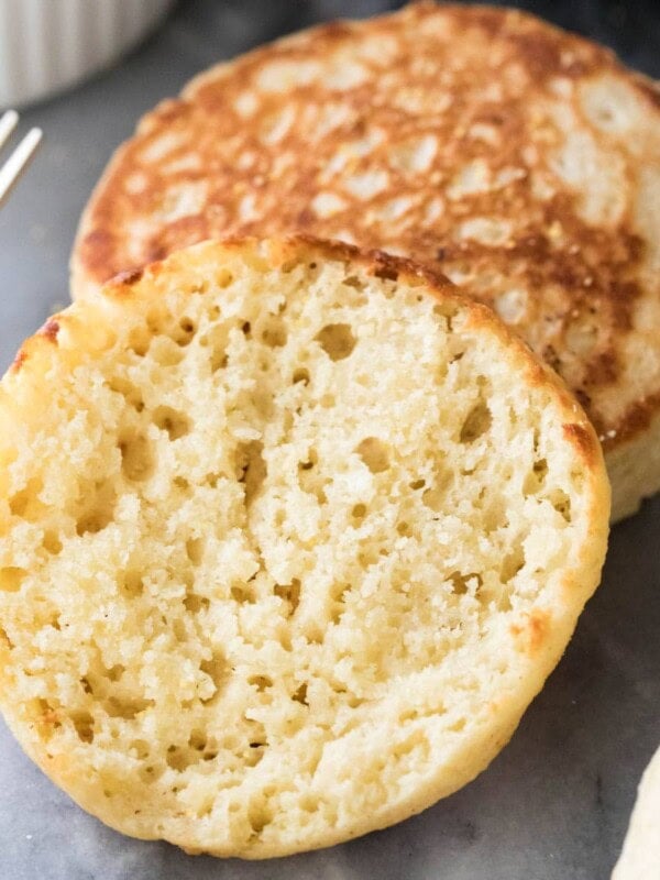 Finished English muffin closeup