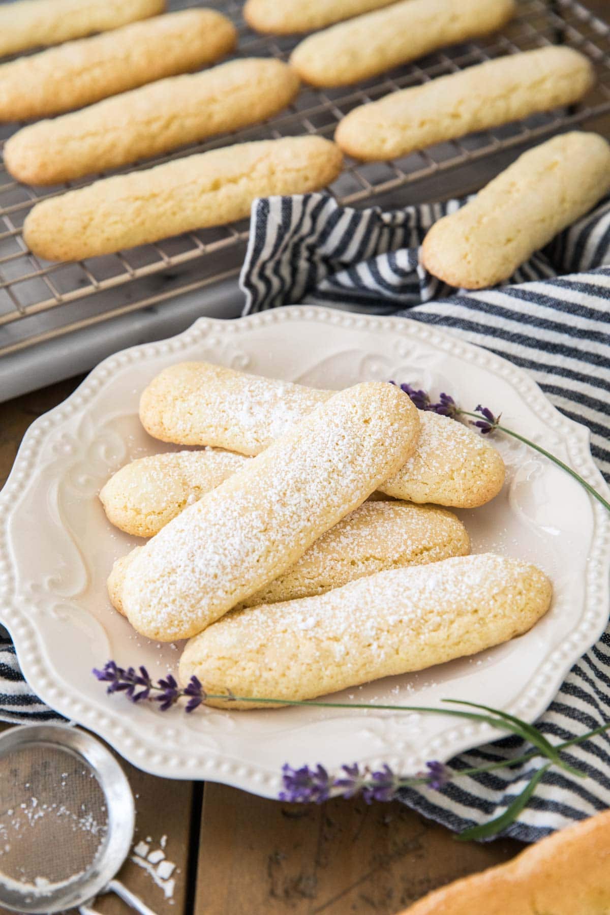 Lady fingers on a white plate
