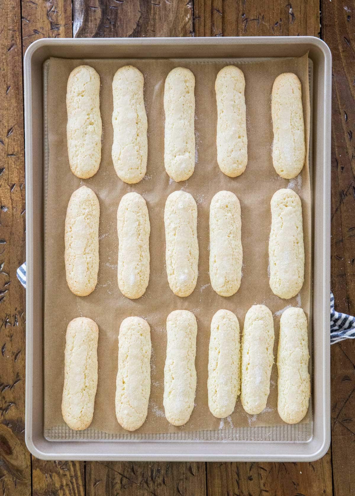 Ladyfingers on baking tray