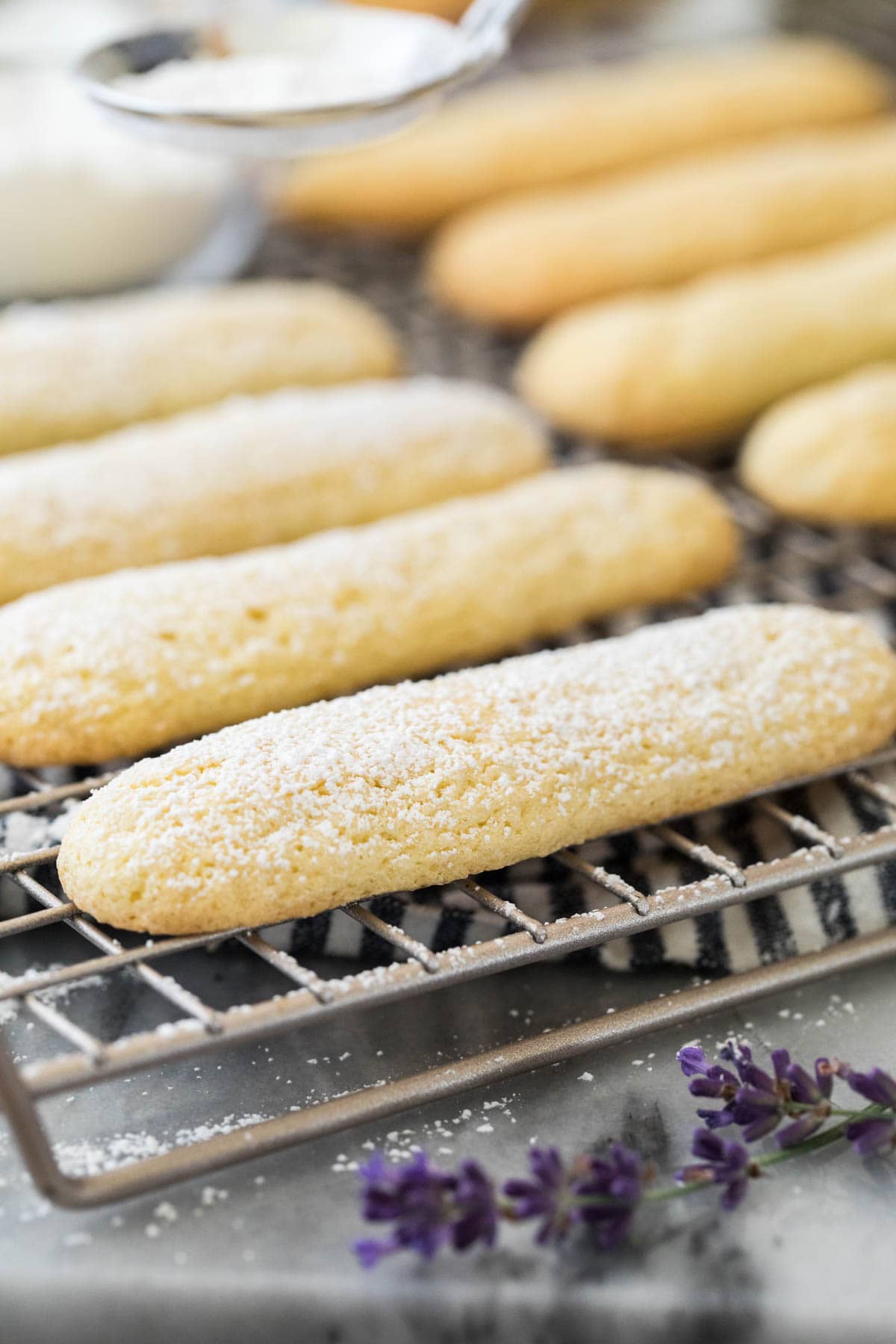 Ladyfingers on cooling rack