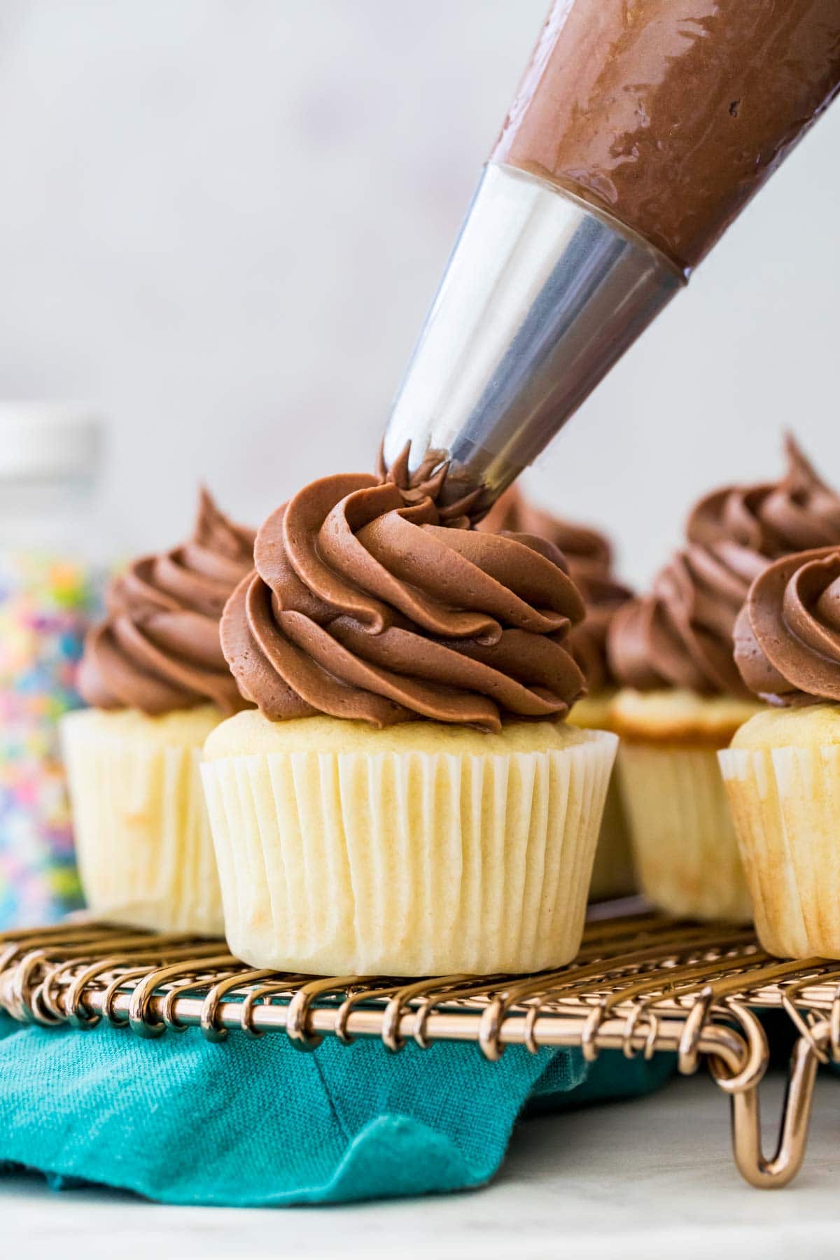 chocolate buttercream with cocoa powder