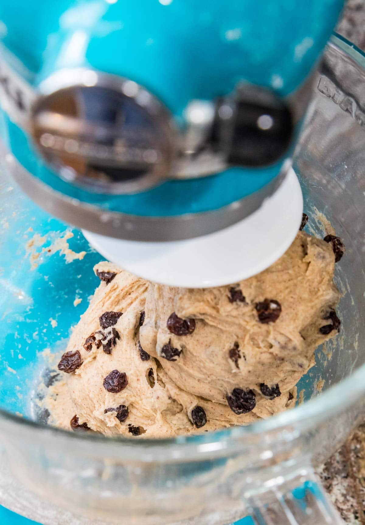 Mixing the dough in a stand mixer