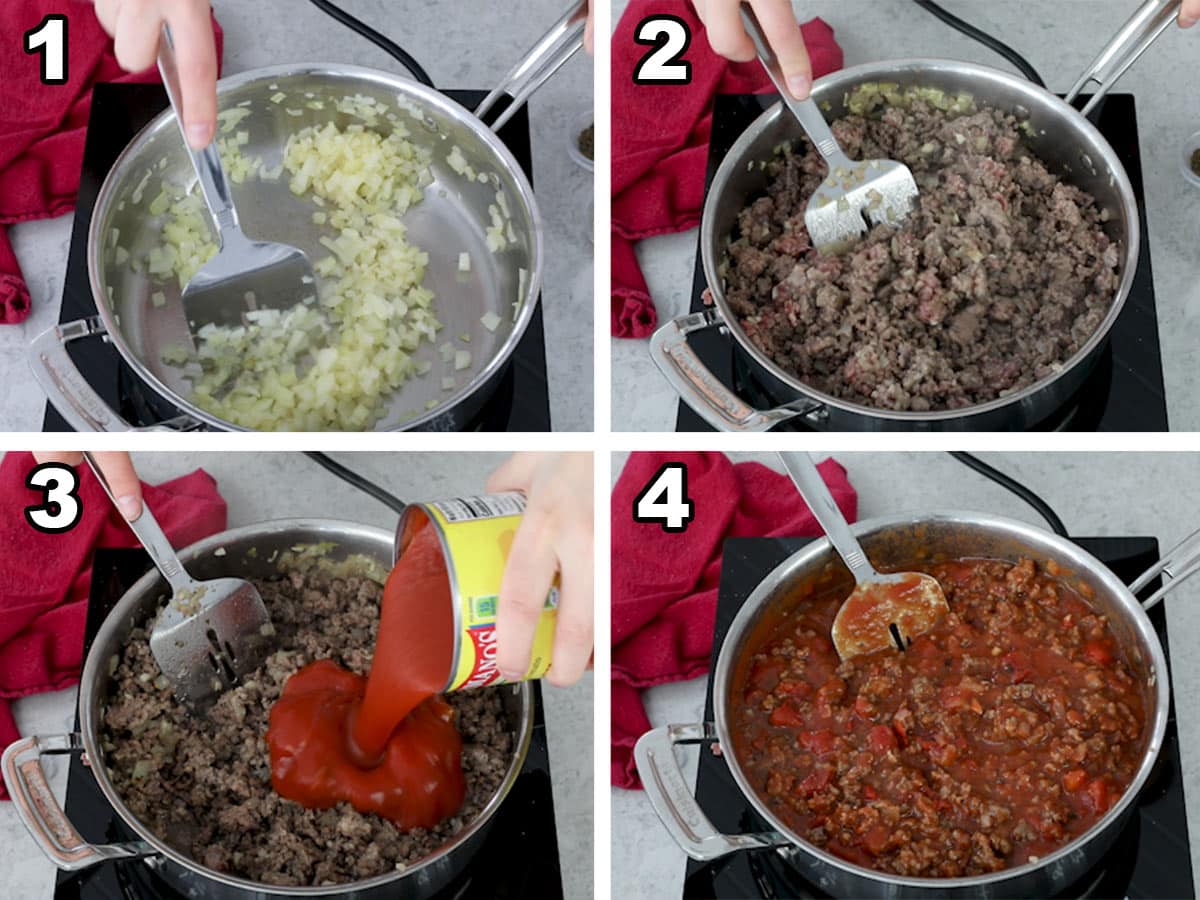 Making sauce and meat filling