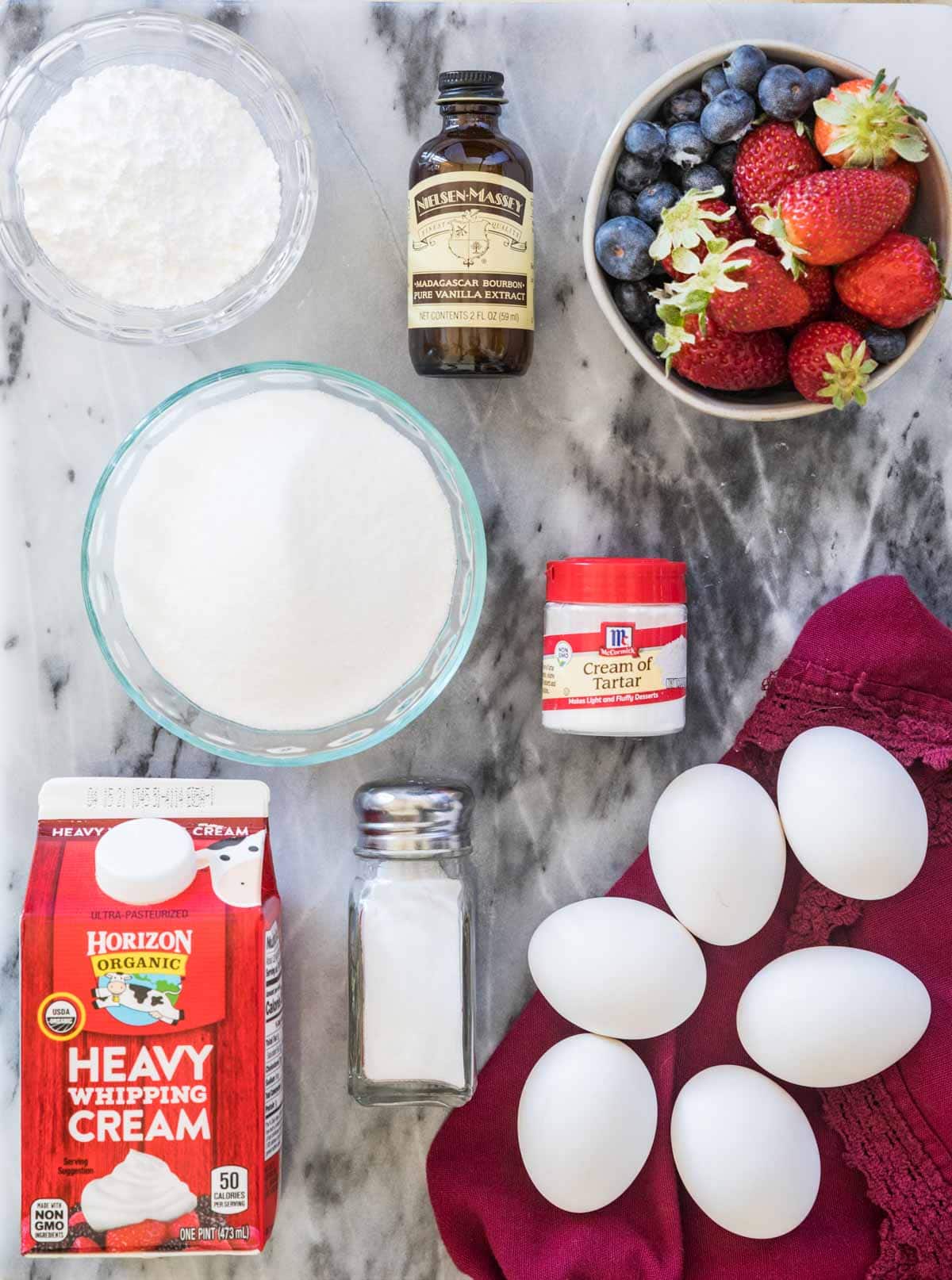 Pavlova ingredients.