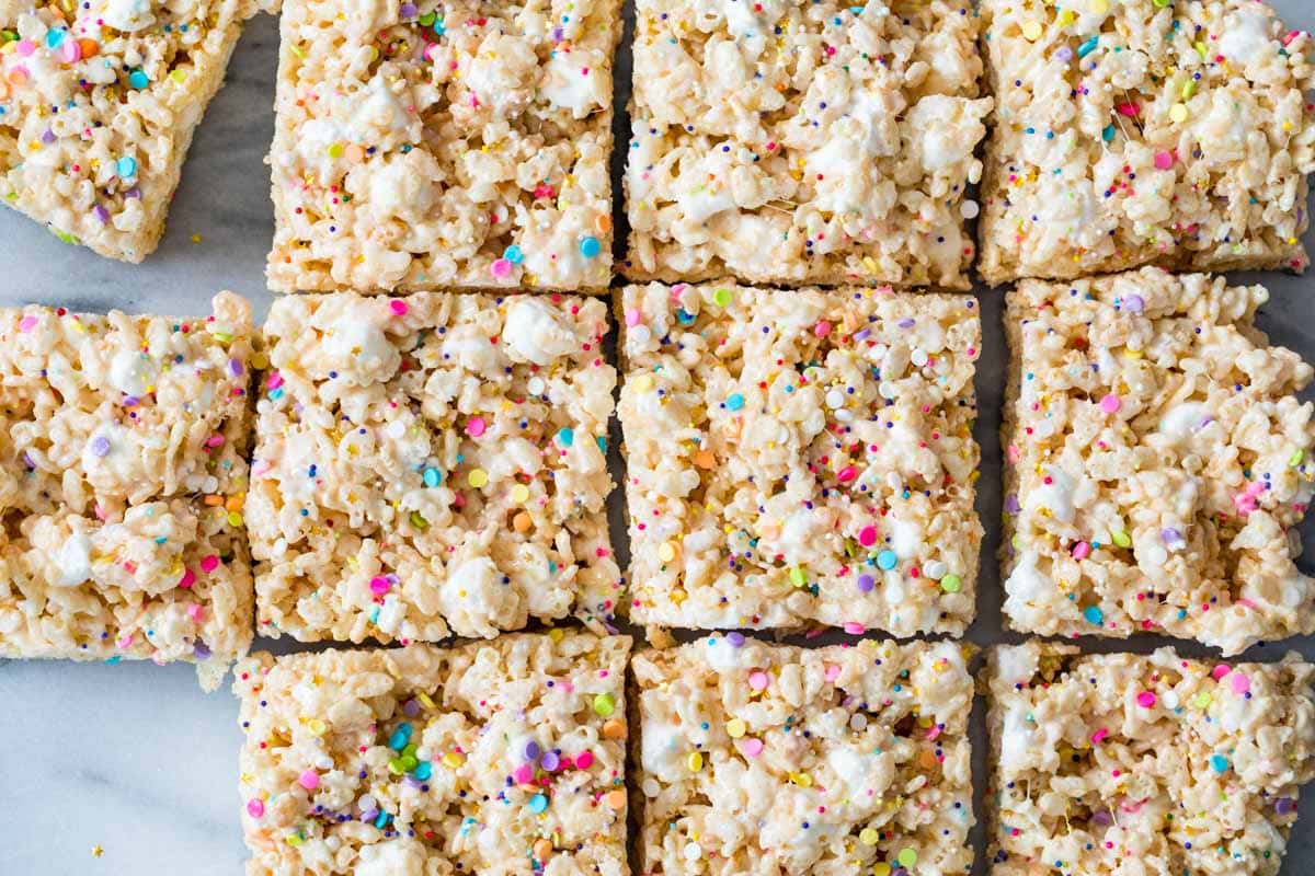 Closeup of Rice Krispie Treats.