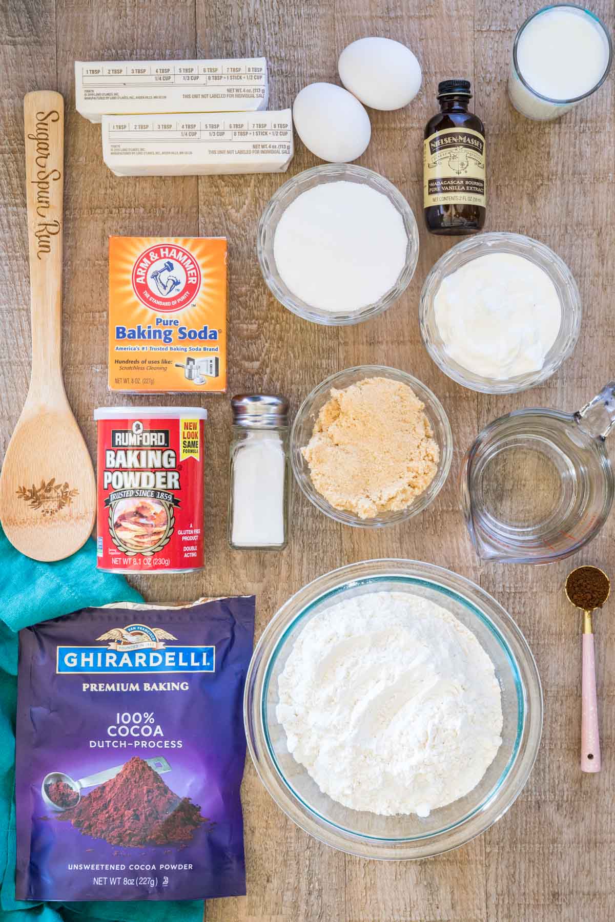 Ingredients for devil's food cake