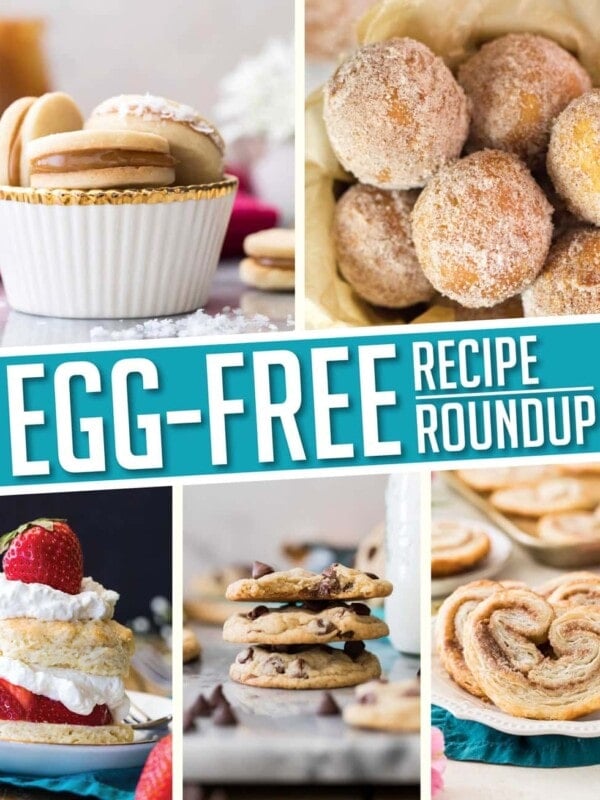 collage of egg-free recipes