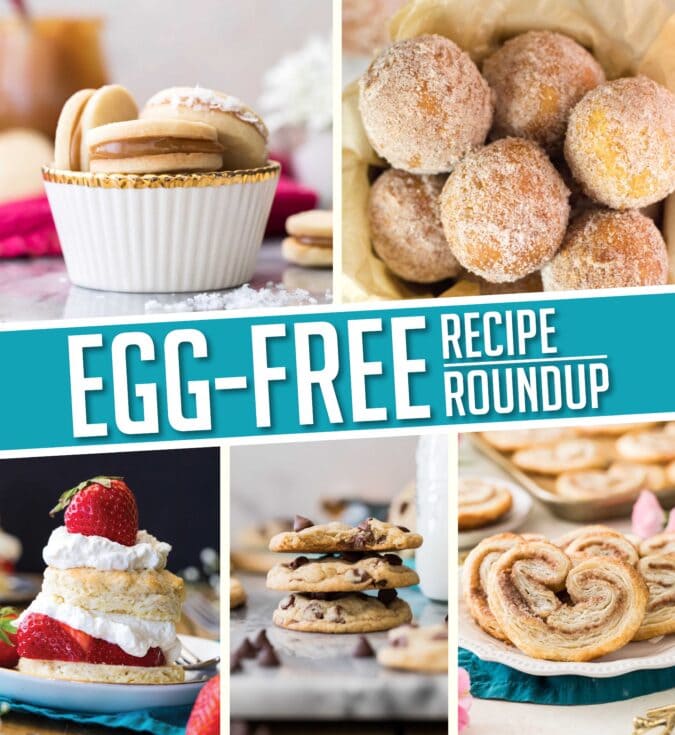 collage of egg-free recipes