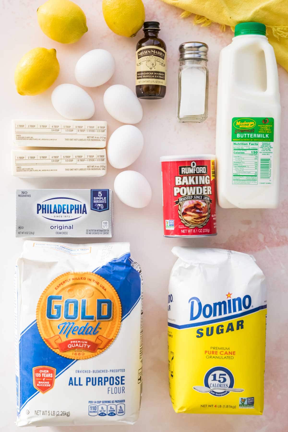 Lemon pound cake ingredients.