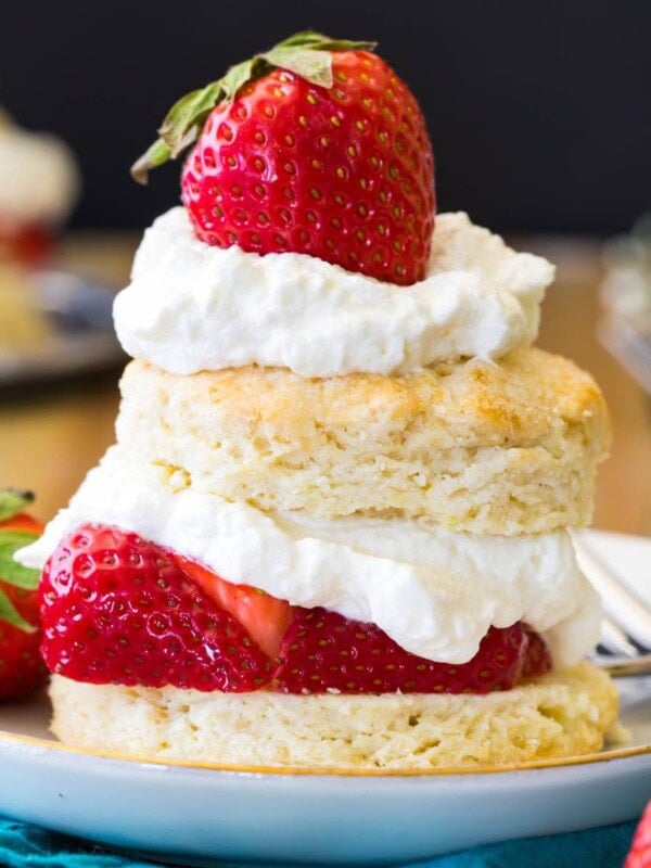 Assembled strawberry shortcake.