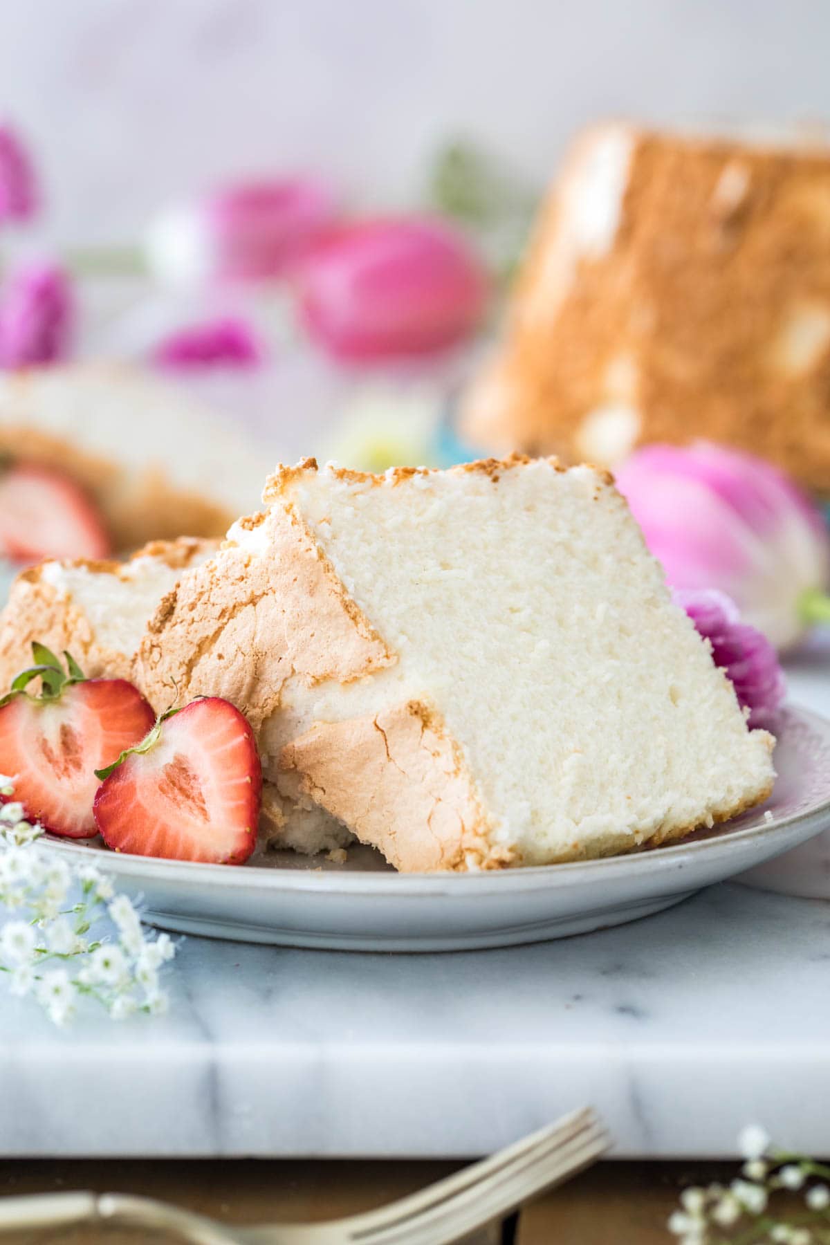 Strawberry Angel Food Cake - My Kitchen Love