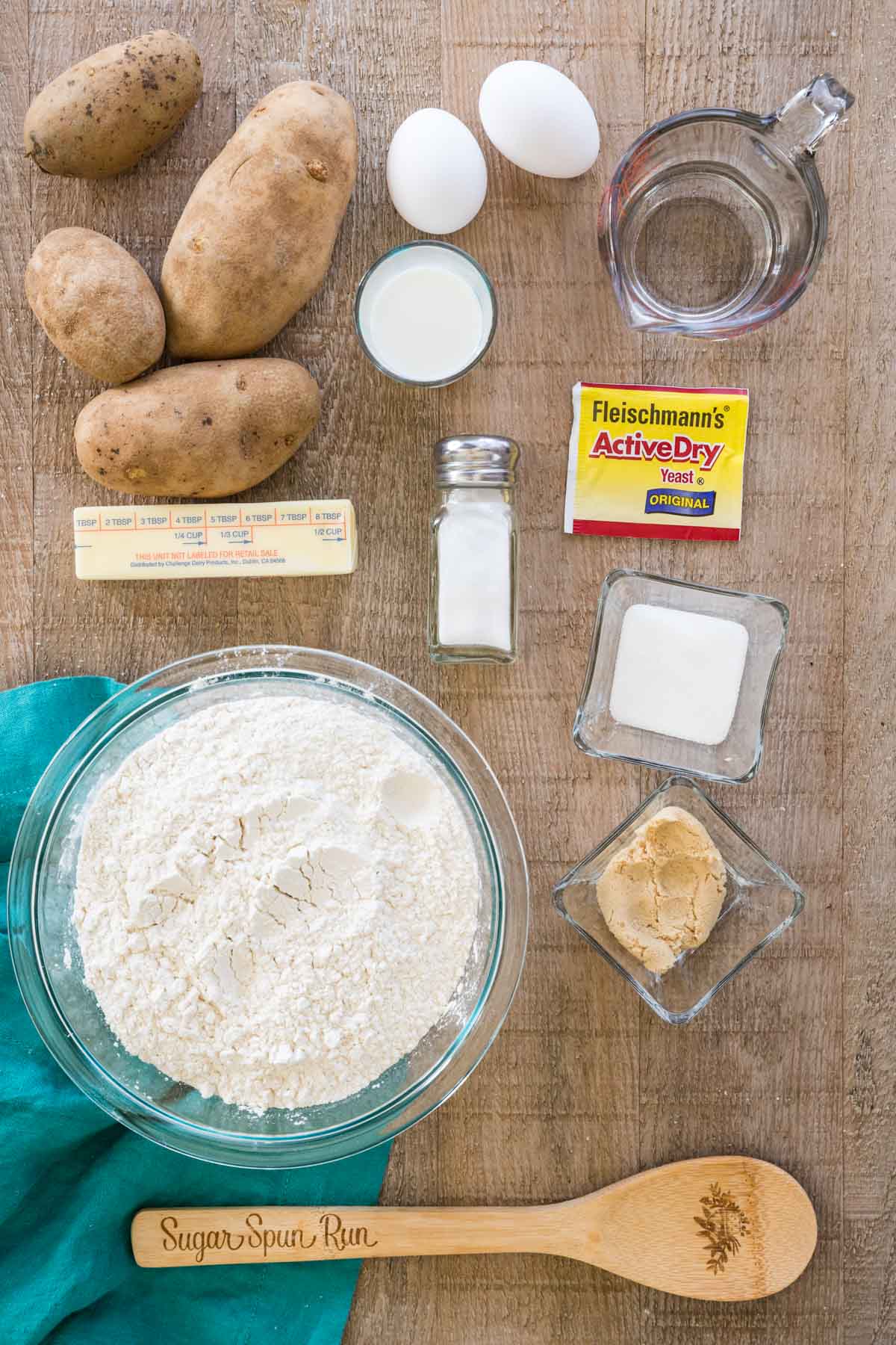 Ingredients for potato buns