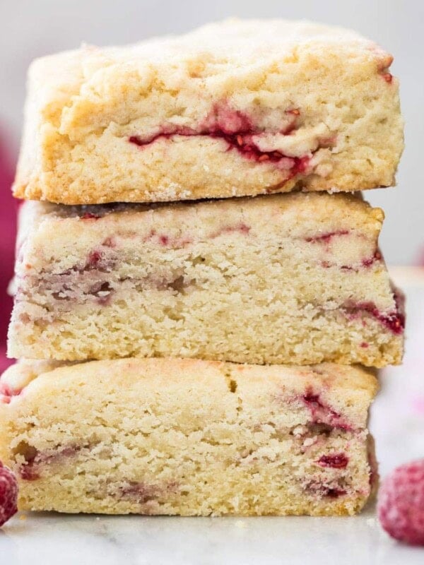 Stack of three raspberry scones