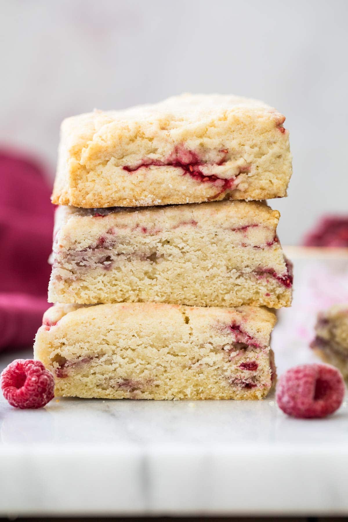 Stack of three raspberry scones