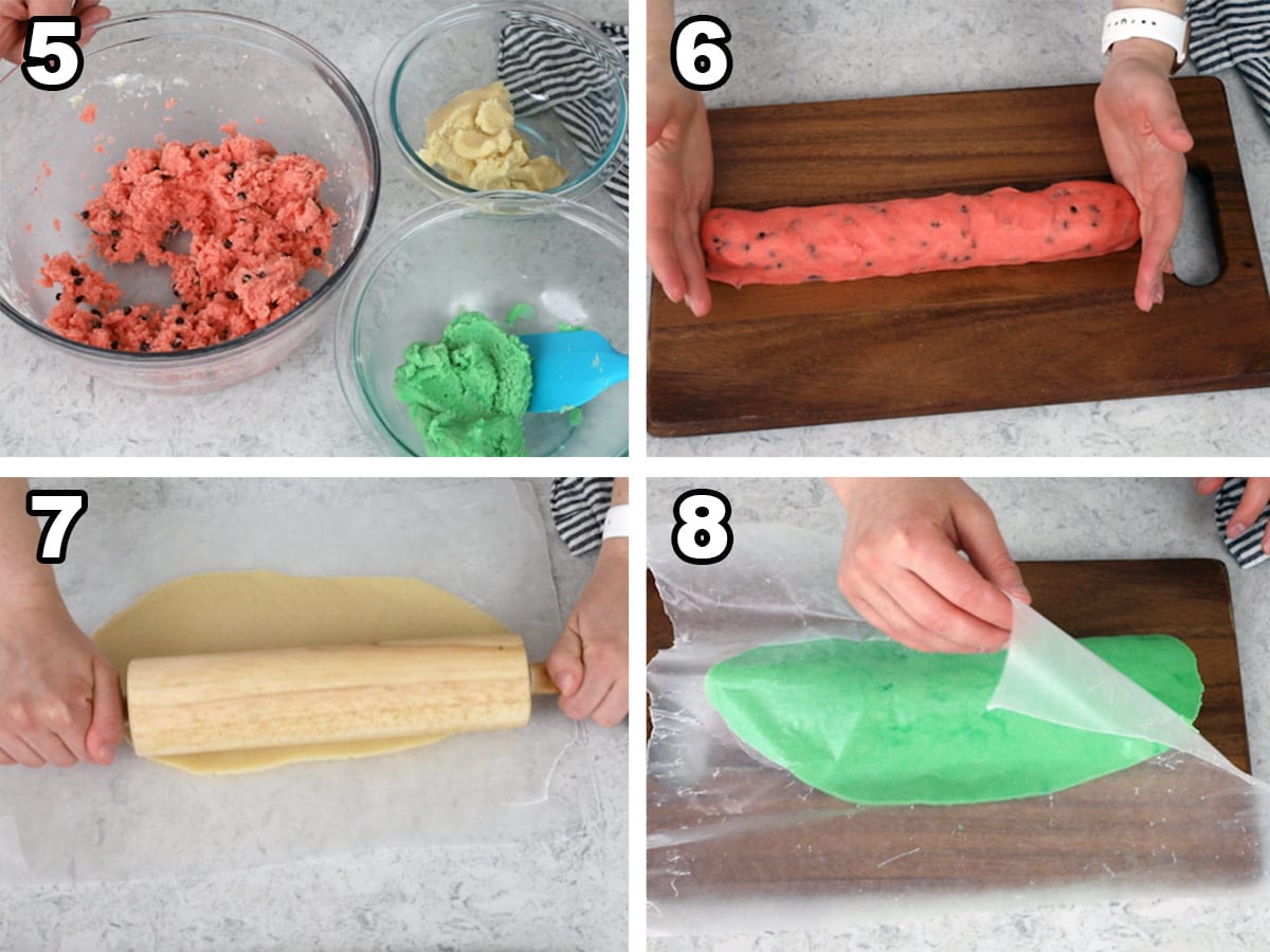 Forming and Rolling Watermelon Sugar Cookie Dough