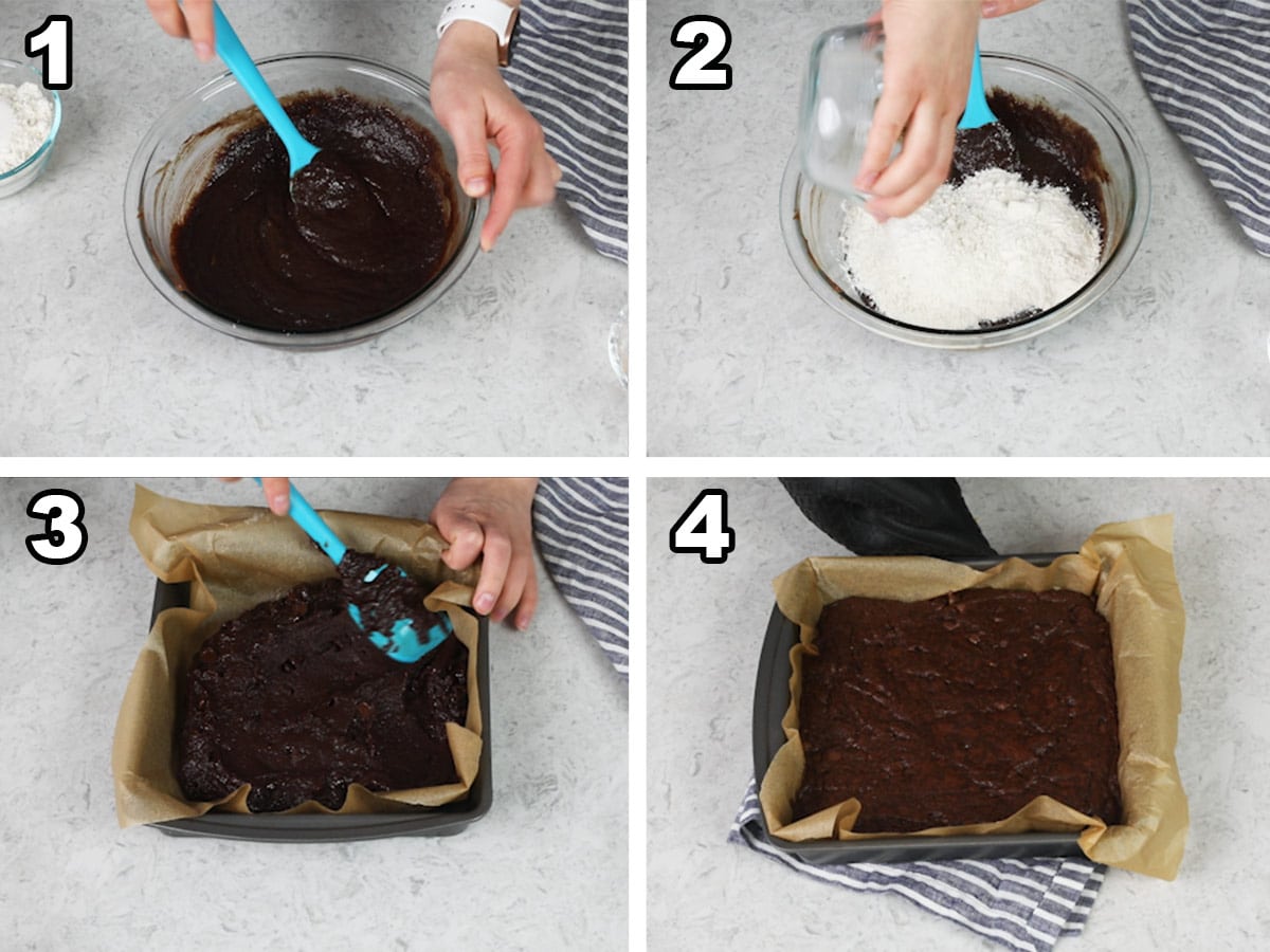 Making Brownie Layer for Cookie Dough Brownies
