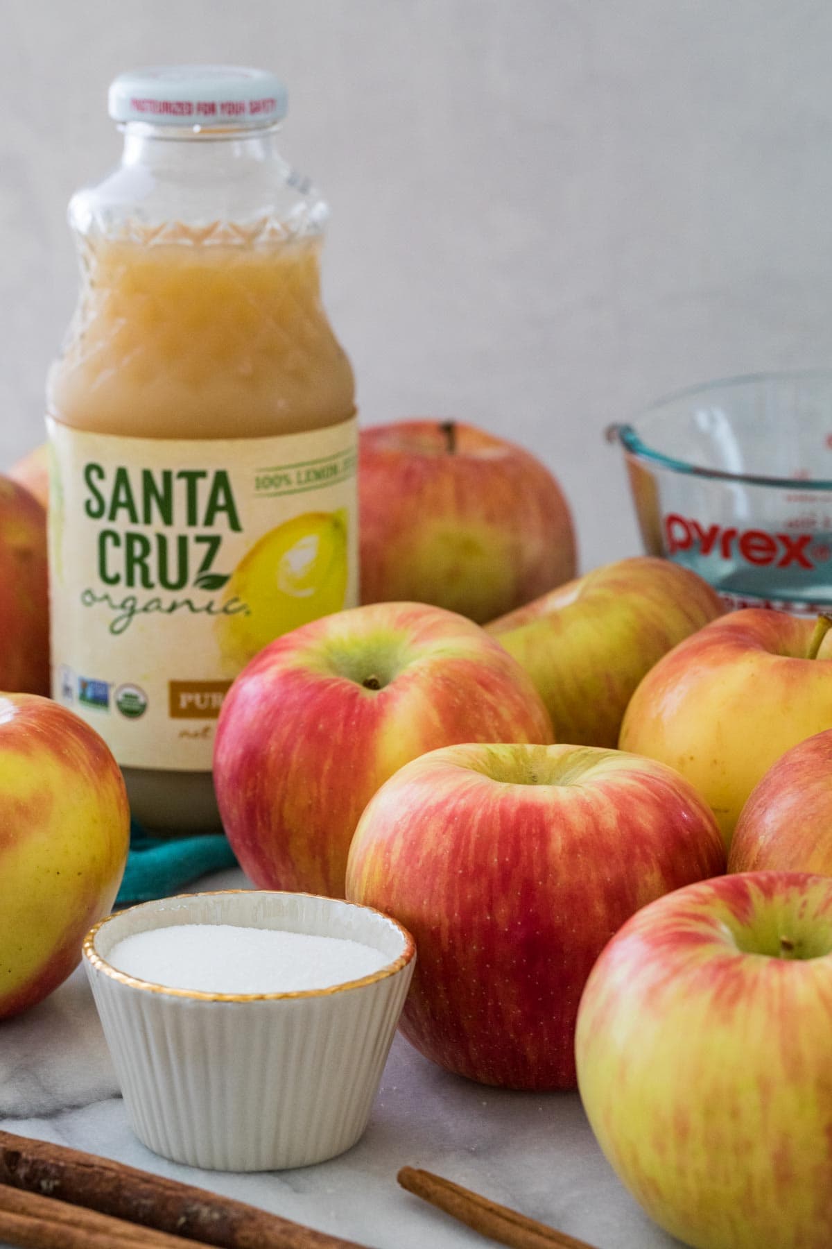 Ingredients for a homemade applesauce recipe