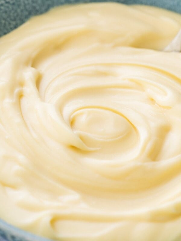 Close-up of thick and creamy pastry cream (Cr&egrave;me P&acirc;tissi&egrave;re)