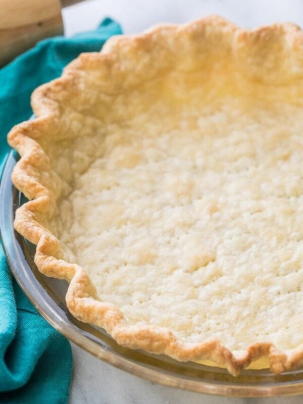 close up of baked pie crust