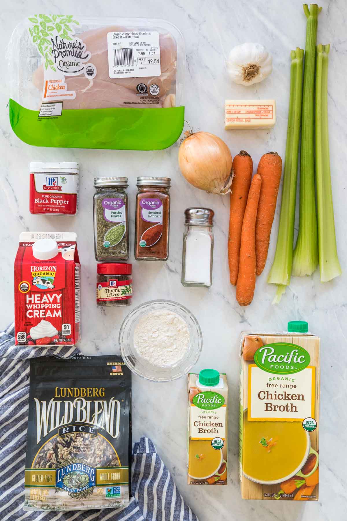 ingredients for chicken and rice soup